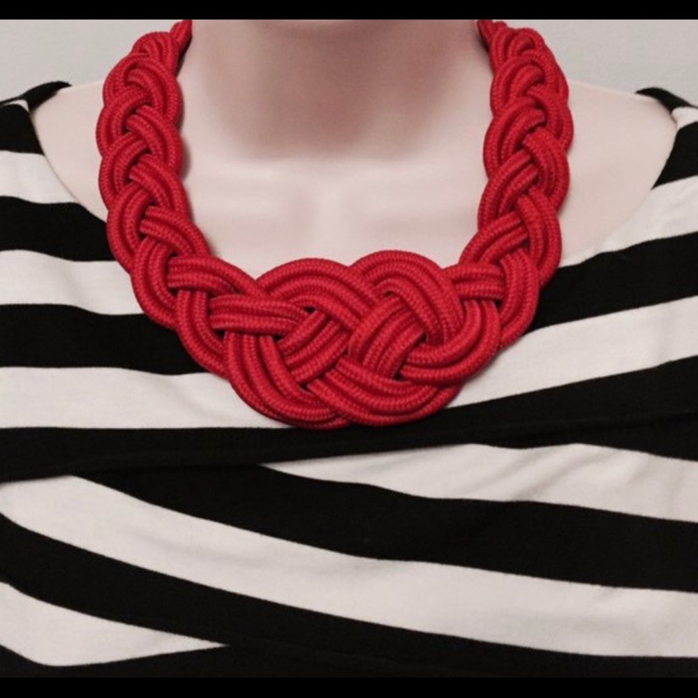 Red Rope Knot Nautical Necklace